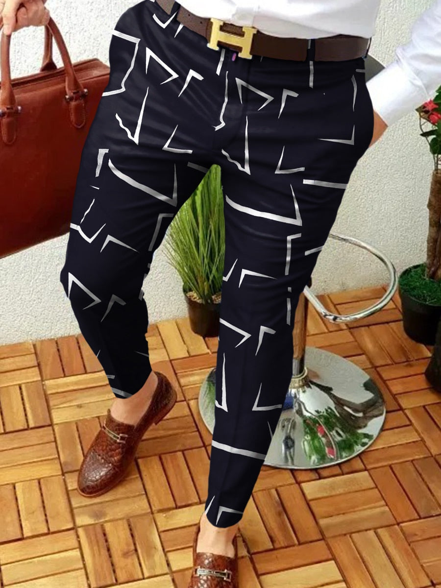 Voguable 2022 New Smart Casual Fashion Men's Pants polka dot pattern Pants Thin Mid Waist Jogger Casual Trousers Suit Pants voguable