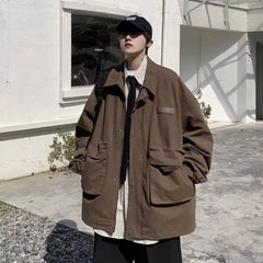 Cargo Jackets Men Retro Japanese Stylish Zip Up Clothing Teens Design Military Personal Streetwear Fashion Chaquetas Casual Chic voguable