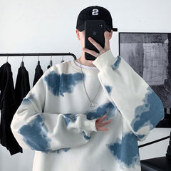 Harajuku Cloud Graphic Men Oversized Sweatshirts Autumn Korean Round Neck Pullovers Streetwear Casual Unisex Tops voguable