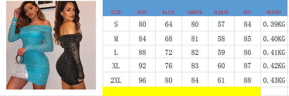 Voguable  2022 Women Sexy Backless Off Shoulder Mesh Long Sleeves Autumn Dress Black Glitter Mini DressesClub Party Bodycon Vestidos voguable