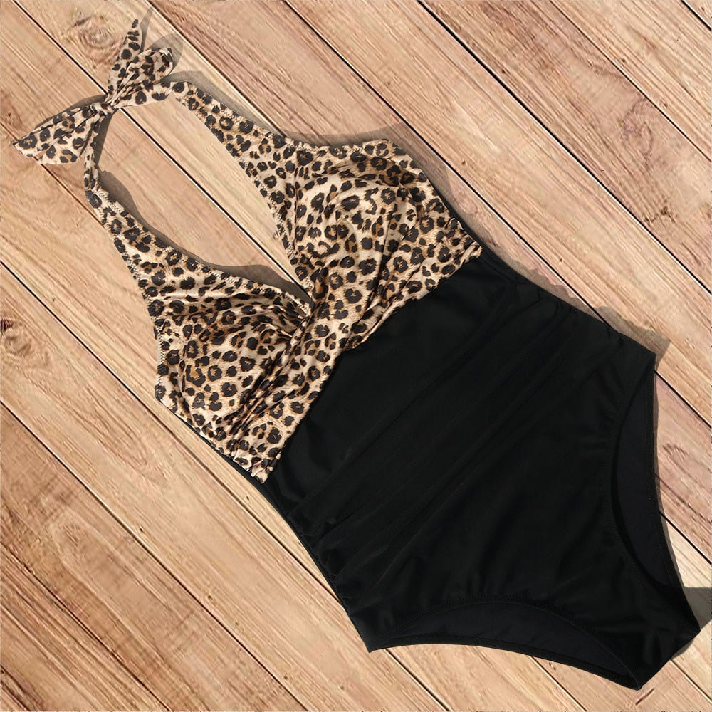 Voguable One Piece Swimsuit Women Solid Bathing Suit Halter Bodysuit Push Up Swimsuit Monokini Beachwear Plus Size Swimwear Tankini 2022 voguable