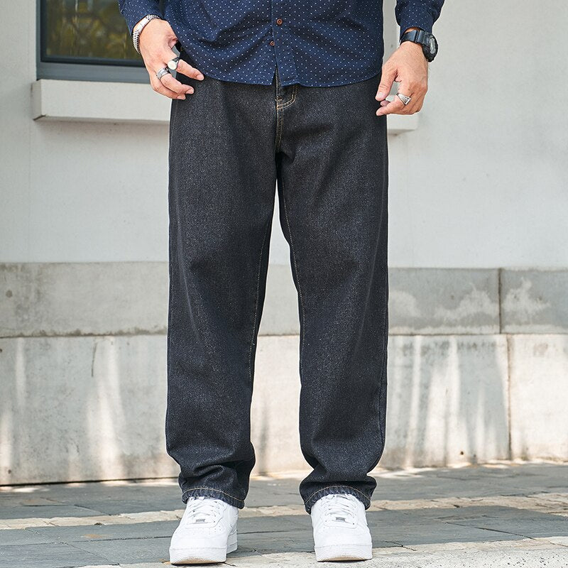 Voguable Baggy Pants Men Big Size Jeans Denim Loose Straight Long Trouser Man Style Street Outdoor Clothing 32-48 voguable
