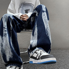Tie Dyed Men's Jeans High Street Wide Leg Straight Streetwear Man Denim Jeans Hip Hop Male Casual Oversize Trousers voguable