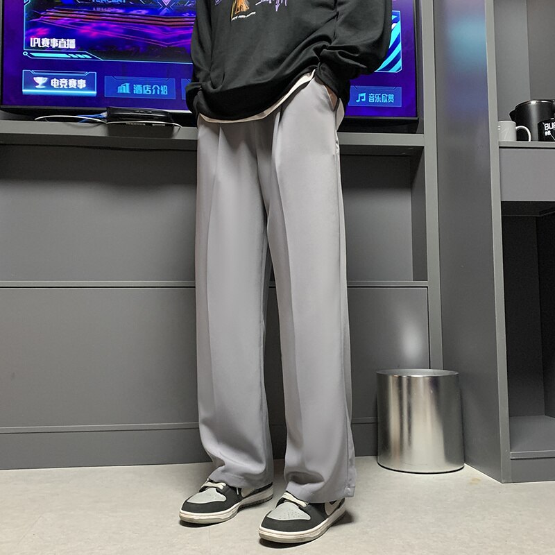 New Men Wide Leg Pants Spring Korean Style Suit Trousers For Male Straight Solid Color Fashion Basic Unisex 5XL Pant voguable