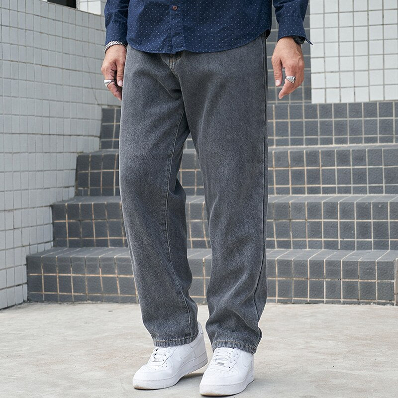 Voguable Baggy Pants Men Big Size Jeans Denim Loose Straight Long Trouser Man Style Street Outdoor Clothing 32-48 voguable