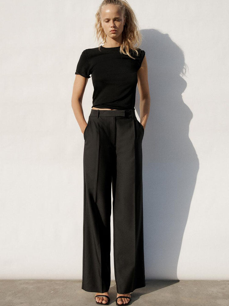Voguable  spring new women's clothing Versatile casual V-neck sleeveless strappy vest and high-waisted suit wide-leg pants voguable