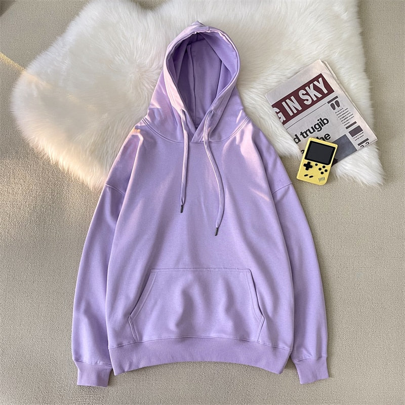 Korean Men's Solid Color Sweatshirt Hoodies  Casual Hooded Pullovers Hoodie Warm Fleece Male Loose Man Clothing 3XL voguable