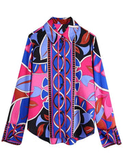 Voguable 2022 Print Button Up Shirt Women Vintage Long Sleeve Top Female Streetwear Collared Shirt Woman Summer Elegant Blouses voguable