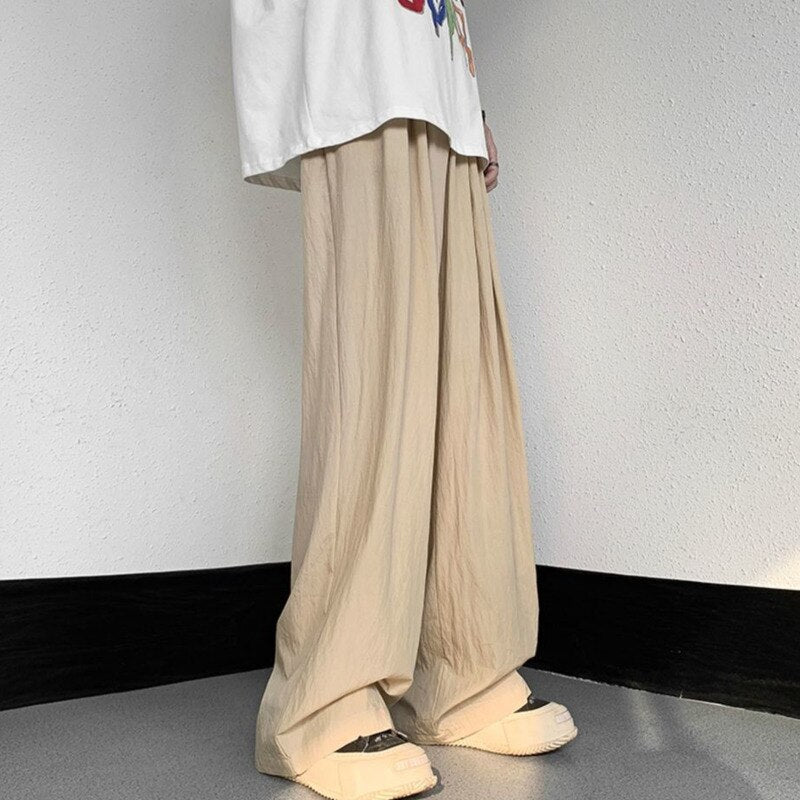 Summer New Japanese Style Baggy Slim Pants Mens Tall Light Thin  Ice Silk Casual Pant Male Harajuku Trend Trousers voguable