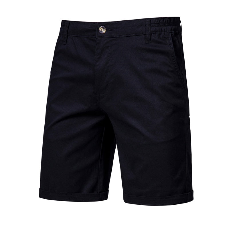 Voguable 2022 New Summer 100% Cotton Solid Shorts Men High Quality Casual Business Social Elastic Waist Men Shorts 10 Colors Beach Shorts voguable