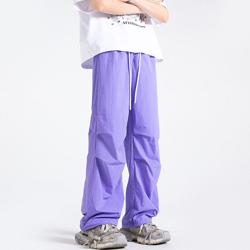 Summer New Solid Color Casual Pants Men Thin Loose Trend Paratrooper Ice Silk Pants Man Streetwear Y2k Trousers Oversized M-5XL voguable