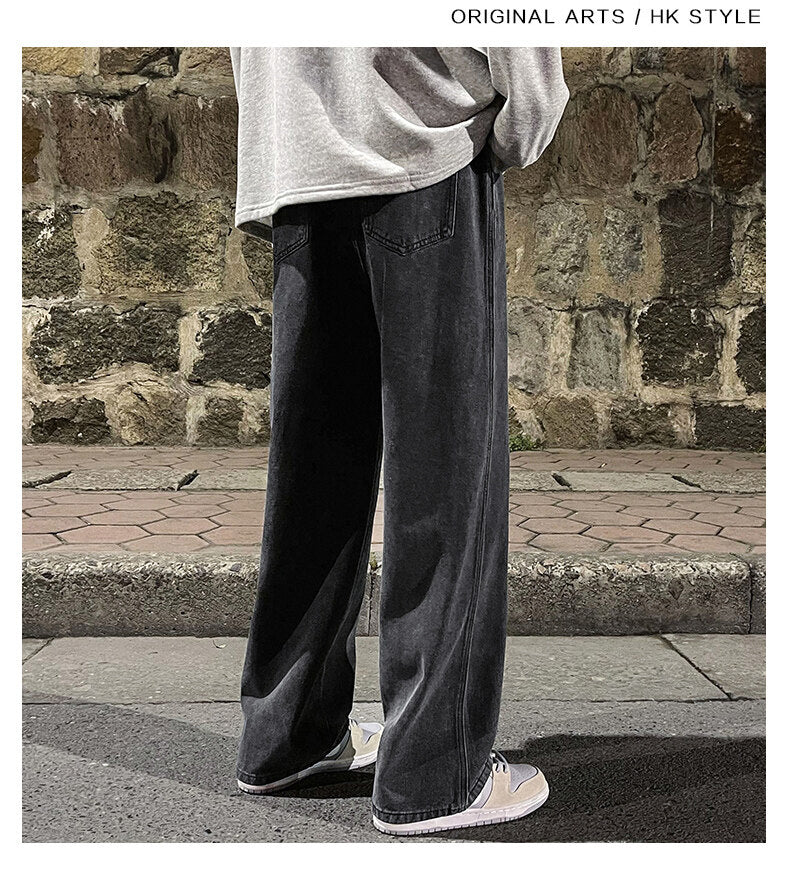 voguable Men's Jeans Pants Casual Vintage Baggy Clothing Straight Leg Trousers Korean Fashion Man Streetwear Pop Harajuku Oversize Pants voguable