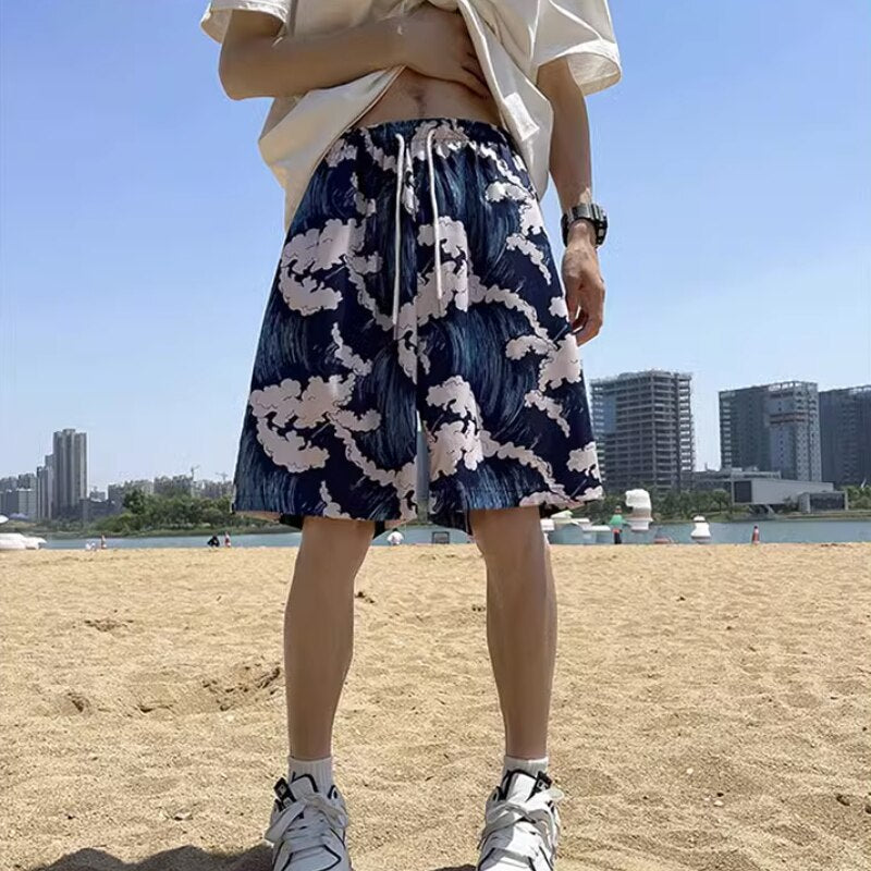 Board Shorts Men Beach Style Hawaiian Handsome Trousers Thin Summer Print Harajuku Soft Personal Teens Holiday All-match Leisure voguable