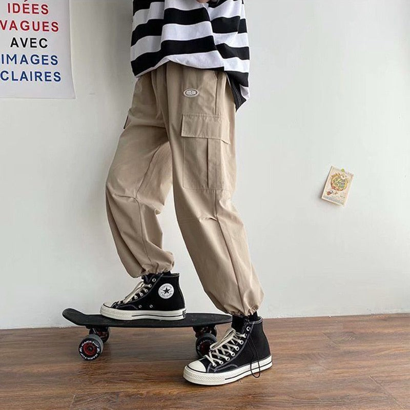 Voguable  Mens Korean Fashion Hip Hop Cargo Pants Cool Street Boy Free Styles Basketball Skateboarding Sports Casual Wear Spring Fall voguable