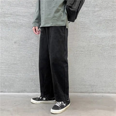 Spring Men's Wide-Leg Cropped Winter Casual Solid Color Ins Trendy Track Pants voguable