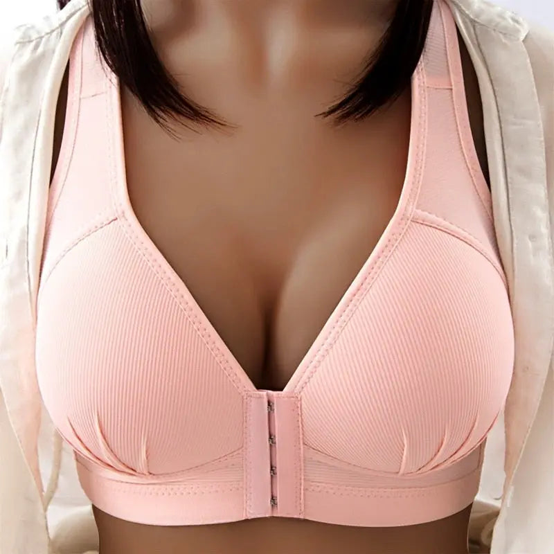 Voguable Sexy Plus Size Push Up Bra Front Closure Solid Color Brassiere Wire Free Bralette Seamless Bras For Women Hot Sale voguable