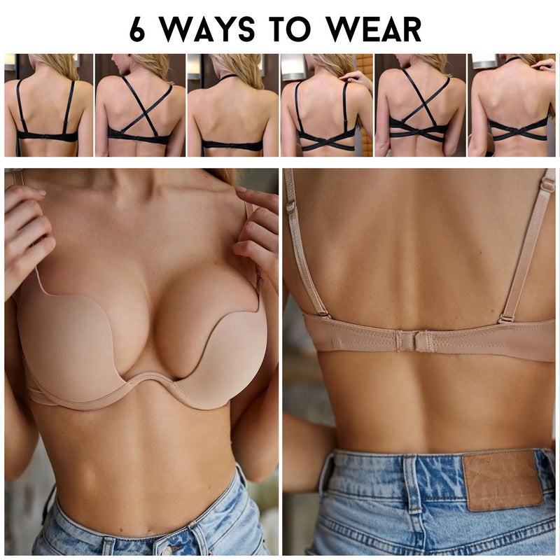 Voguable  Lift Up Bra Backless Half Cup Bralette Pushup Underwear Women Sexy Lingerie Fashion White Brassiere without Underwire voguable