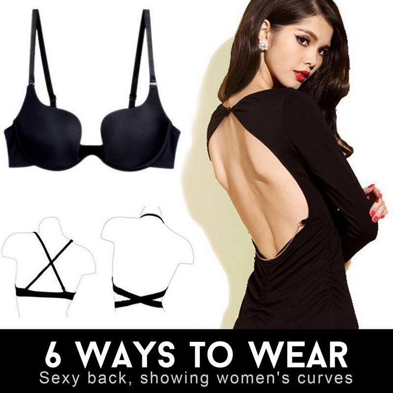 Voguable  Lift Up Bra Backless Half Cup Bralette Pushup Underwear Women Sexy Lingerie Fashion White Brassiere without Underwire voguable