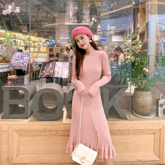 Long Sweater Dress Women Maxi Dress Knit Fishtail Long Winter Dresses Plus Size Women Clothing voguable