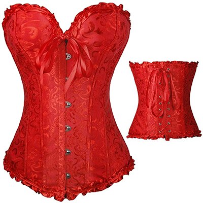 Plus Size Sexy Bustier Corset Top Gothic Lace Up Overbust Corselet Steampunk Body Shapewear Women Slimming Corset Satin Bone 6XL voguable