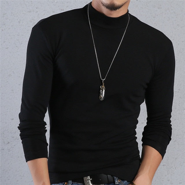 Voguable Half Turtleneck Men T-Shirt Casual Long Sleeve T Shirt Men Plus Size 6XL 5XL 4XL 3XL Fashion Fitness Tight Tee Shirt Men voguable