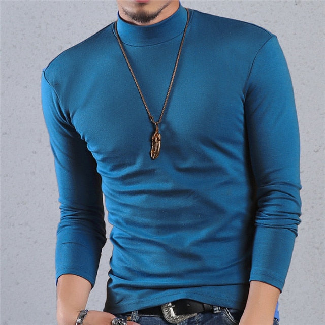 Voguable Half Turtleneck Men T-Shirt Casual Long Sleeve T Shirt Men Plus Size 6XL 5XL 4XL 3XL Fashion Fitness Tight Tee Shirt Men voguable