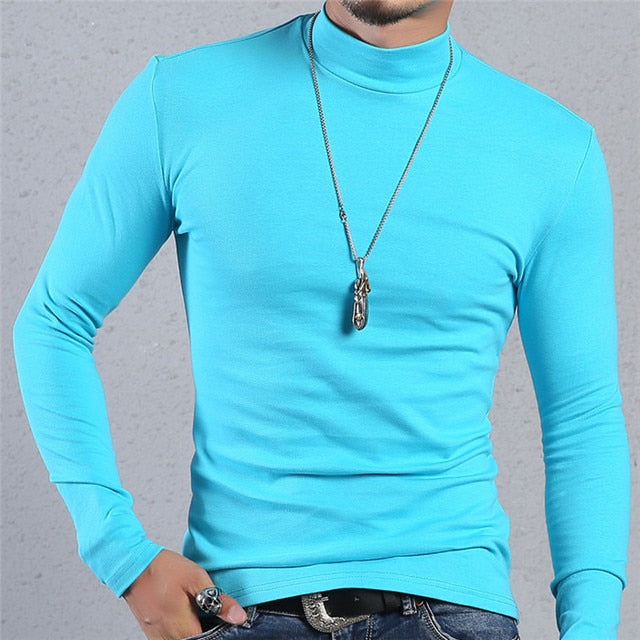 Voguable Half Turtleneck Men T-Shirt Casual Long Sleeve T Shirt Men Plus Size 6XL 5XL 4XL 3XL Fashion Fitness Tight Tee Shirt Men voguable
