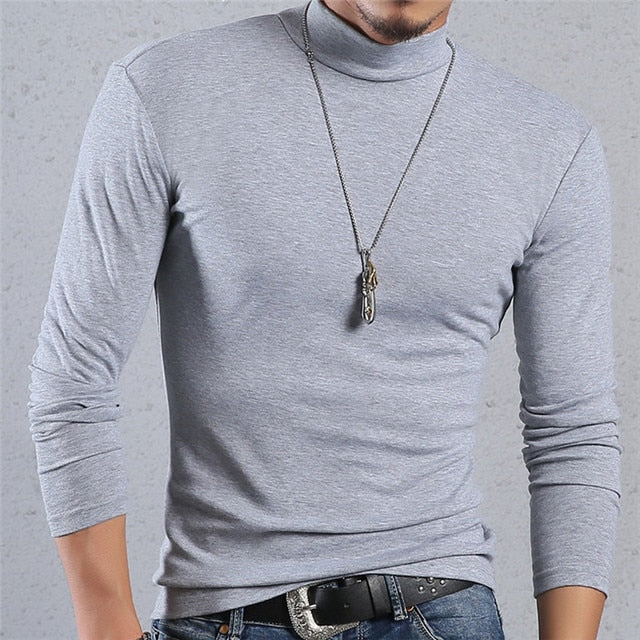 Voguable Half Turtleneck Men T-Shirt Casual Long Sleeve T Shirt Men Plus Size 6XL 5XL 4XL 3XL Fashion Fitness Tight Tee Shirt Men voguable
