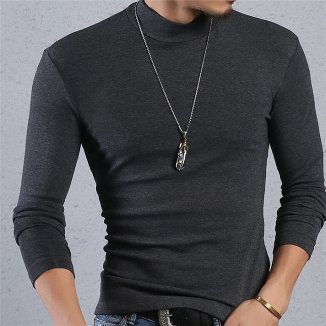Voguable Half Turtleneck Men T-Shirt Casual Long Sleeve T Shirt Men Plus Size 6XL 5XL 4XL 3XL Fashion Fitness Tight Tee Shirt Men voguable