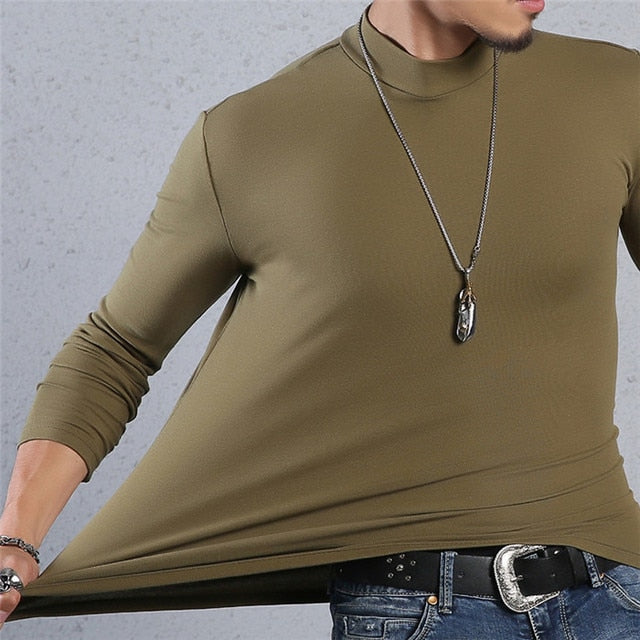 Voguable Half Turtleneck Men T-Shirt Casual Long Sleeve T Shirt Men Plus Size 6XL 5XL 4XL 3XL Fashion Fitness Tight Tee Shirt Men voguable
