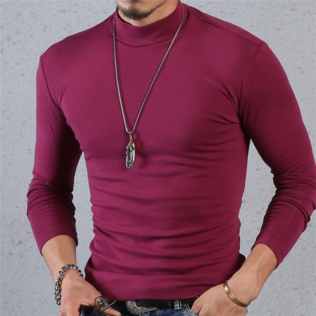 Voguable Half Turtleneck Men T-Shirt Casual Long Sleeve T Shirt Men Plus Size 6XL 5XL 4XL 3XL Fashion Fitness Tight Tee Shirt Men voguable