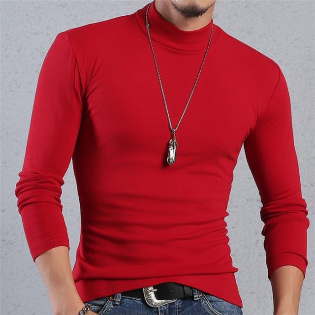Voguable Half Turtleneck Men T-Shirt Casual Long Sleeve T Shirt Men Plus Size 6XL 5XL 4XL 3XL Fashion Fitness Tight Tee Shirt Men voguable