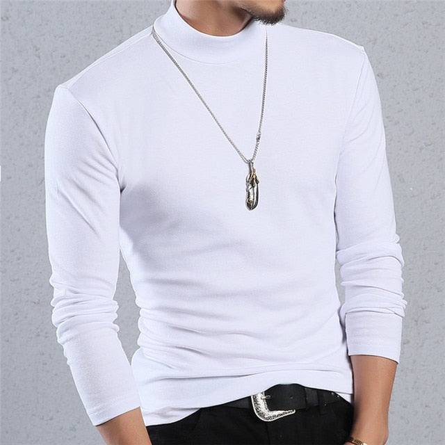 Voguable Half Turtleneck Men T-Shirt Casual Long Sleeve T Shirt Men Plus Size 6XL 5XL 4XL 3XL Fashion Fitness Tight Tee Shirt Men voguable