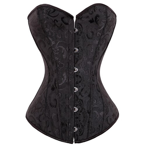 Black/White Sexy Boned Waist Trainer Brocade Corsets Bustiers Embroidery Lace Up Corselet Gothic Plus Size S-6XL Body Shaper voguable