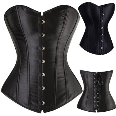 Black/White Sexy Boned Waist Trainer Brocade Corsets Bustiers Embroidery Lace Up Corselet Gothic Plus Size S-6XL Body Shaper voguable