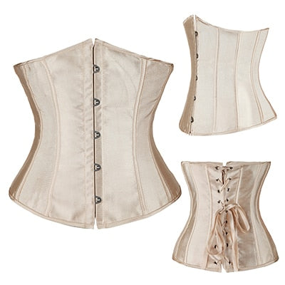 Black/White Sexy Boned Waist Trainer Brocade Corsets Bustiers Embroidery Lace Up Corselet Gothic Plus Size S-6XL Body Shaper voguable