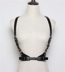 HATCYGGO Fashion Women Punk Harajuku O-Ring Garters Faux Leather Body Bondage Cage Sculpting Harness Waisband Straps Suspenders voguable
