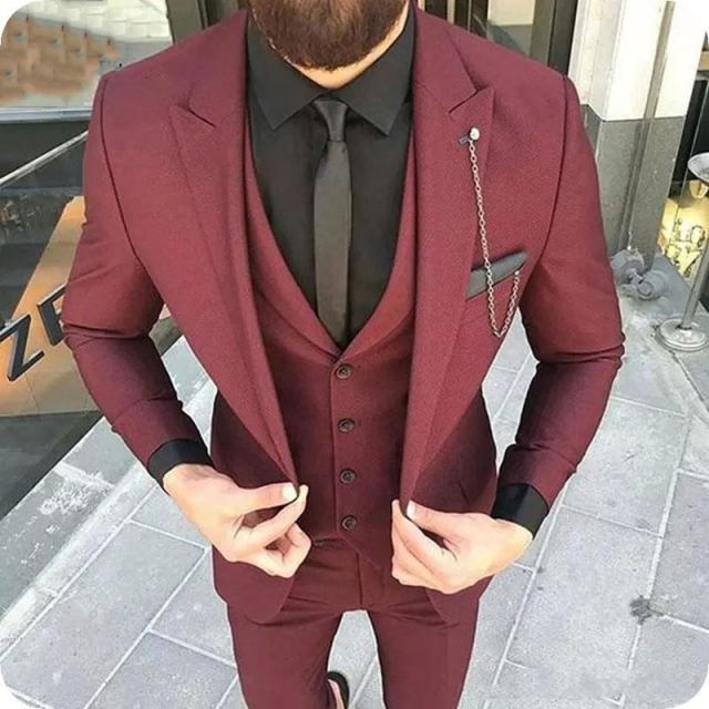 Voguable One Button Light Blue Plaid Wedding Groom Tuxedos Peak Lapel Groomsmen Mens Dinner Prom Suits (Jacket+Pants+Vest+Tie) NO:1476 voguable
