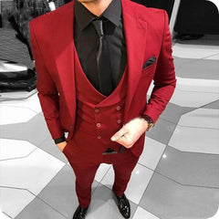 Voguable One Button Light Blue Plaid Wedding Groom Tuxedos Peak Lapel Groomsmen Mens Dinner Prom Suits (Jacket+Pants+Vest+Tie) NO:1476 voguable