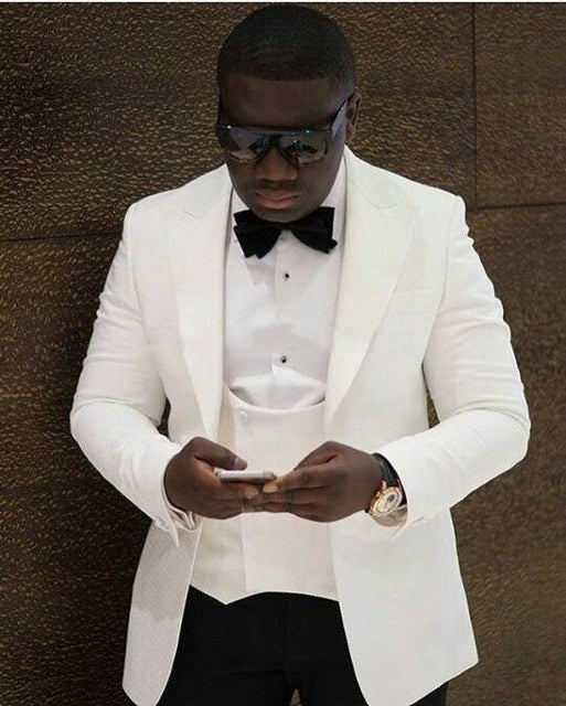 Voguable One Button Light Blue Plaid Wedding Groom Tuxedos Peak Lapel Groomsmen Mens Dinner Prom Suits (Jacket+Pants+Vest+Tie) NO:1476 voguable