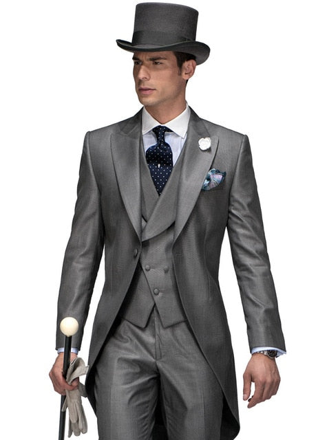 Voguable One Button Light Blue Plaid Wedding Groom Tuxedos Peak Lapel Groomsmen Mens Dinner Prom Suits (Jacket+Pants+Vest+Tie) NO:1476 voguable