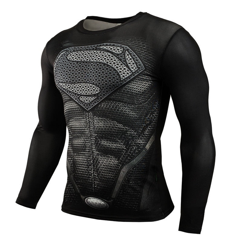 Voguable Long Sleeve Sport Shirt Men Superhero Punisher 3D Compression T Shirt Quick Dry Men's Running T-shirt Gym Fitness Top rashgard voguable