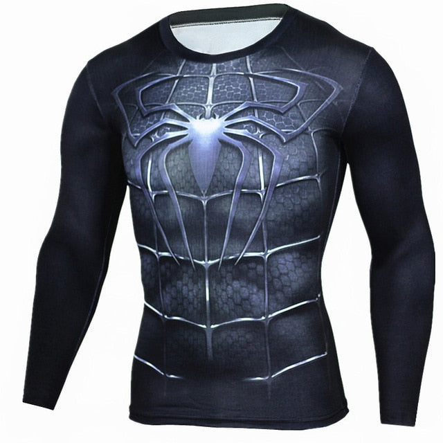 Voguable Long Sleeve Sport Shirt Men Superhero Punisher 3D Compression T Shirt Quick Dry Men's Running T-shirt Gym Fitness Top rashgard voguable