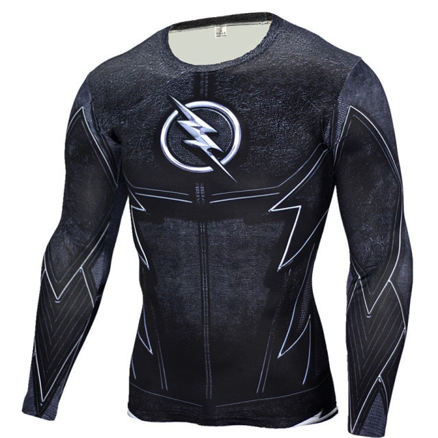 Voguable Long Sleeve Sport Shirt Men Superhero Punisher 3D Compression T Shirt Quick Dry Men's Running T-shirt Gym Fitness Top rashgard voguable