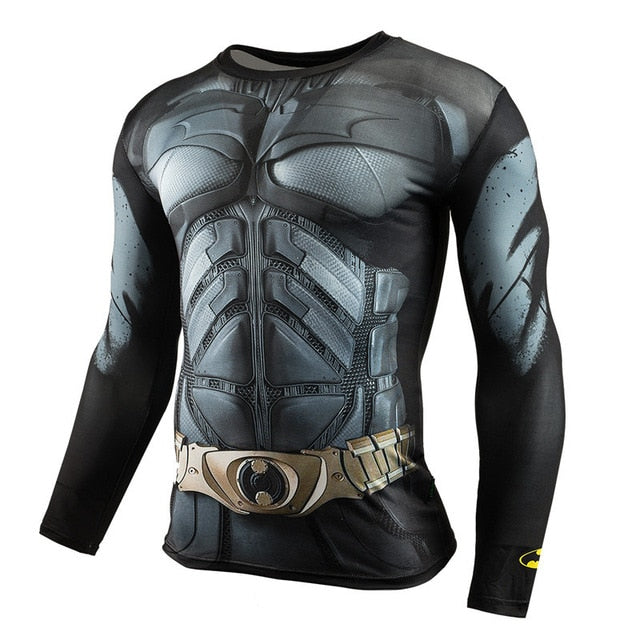 Voguable Long Sleeve Sport Shirt Men Superhero Punisher 3D Compression T Shirt Quick Dry Men's Running T-shirt Gym Fitness Top rashgard voguable