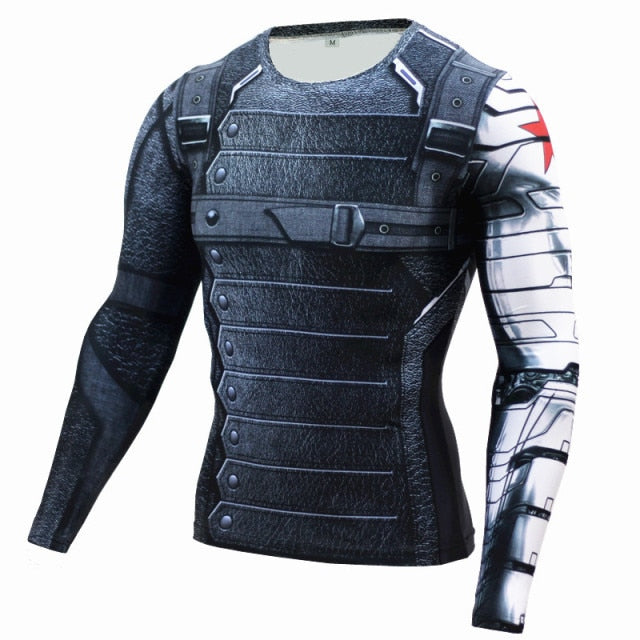 Voguable Long Sleeve Sport Shirt Men Superhero Punisher 3D Compression T Shirt Quick Dry Men's Running T-shirt Gym Fitness Top rashgard voguable