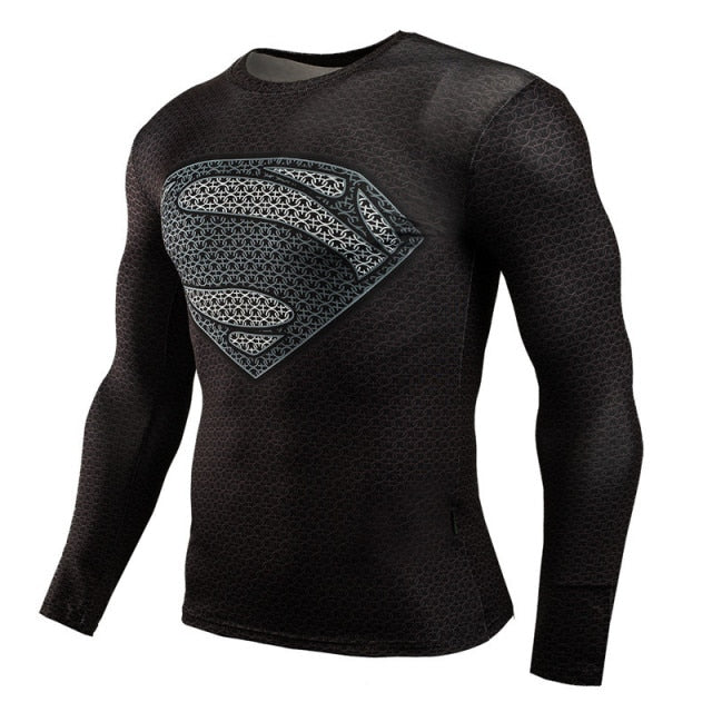 Voguable Long Sleeve Sport Shirt Men Superhero Punisher 3D Compression T Shirt Quick Dry Men's Running T-shirt Gym Fitness Top rashgard voguable
