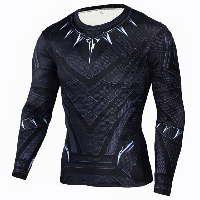 Voguable Long Sleeve Sport Shirt Men Superhero Punisher 3D Compression T Shirt Quick Dry Men's Running T-shirt Gym Fitness Top rashgard voguable