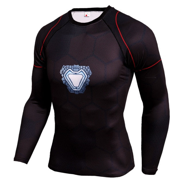 Voguable Long Sleeve Sport Shirt Men Superhero Punisher 3D Compression T Shirt Quick Dry Men's Running T-shirt Gym Fitness Top rashgard voguable
