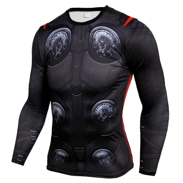Voguable Long Sleeve Sport Shirt Men Superhero Punisher 3D Compression T Shirt Quick Dry Men's Running T-shirt Gym Fitness Top rashgard voguable